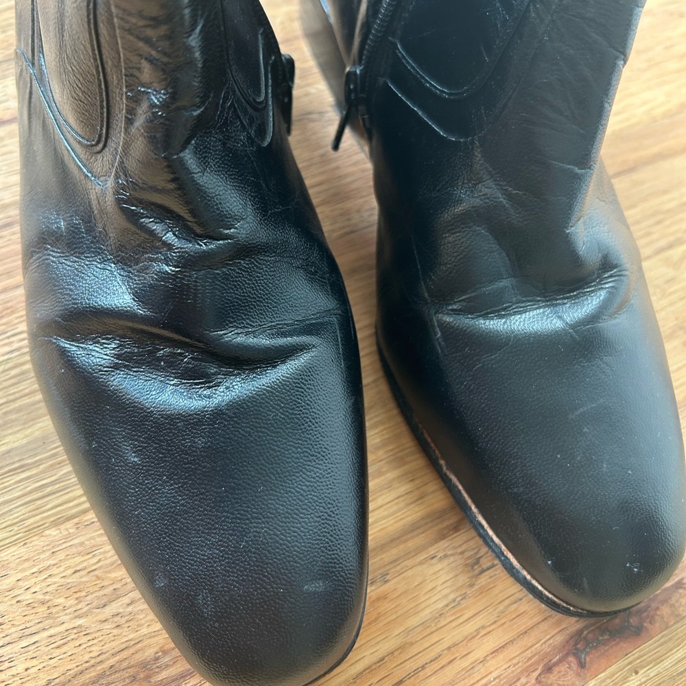 Vintage Paul Chardo Black Leather Ankle Boots with Zipper Closure - Picture 8 of 8